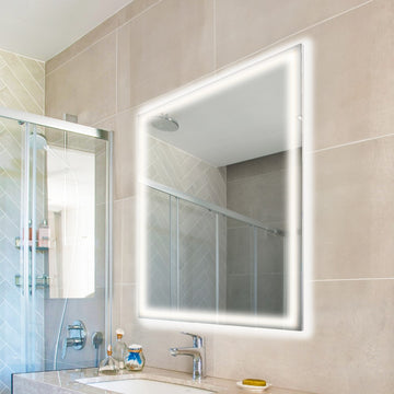 Pax Rectangular Frameless Anti-Fog Aluminum Front/Back-lit Tri-color LED Bathroom Vanity Mirror with Smart Touch Control